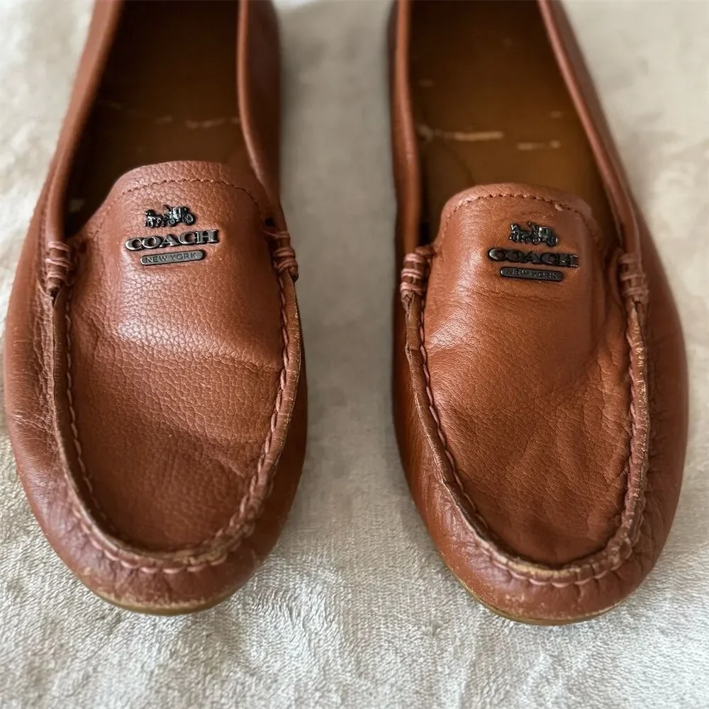 Coach Mary Lock UpWomen's Brown Leather Loafer Flats Size 10B Slip-On Casual - Picture 4 of 9